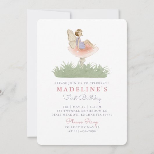Fée de forêt enchantée, Invitation d'anniversaire (Devant)