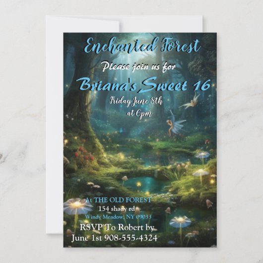 Fée de forêt enchantée Sweet 16 Invitations (Devant)