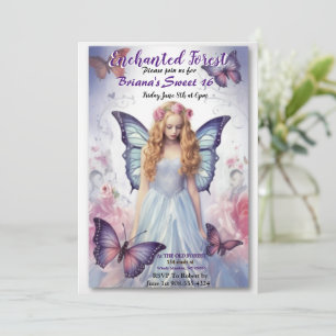 Fée de forêt enchantée Sweet 16 Invitations