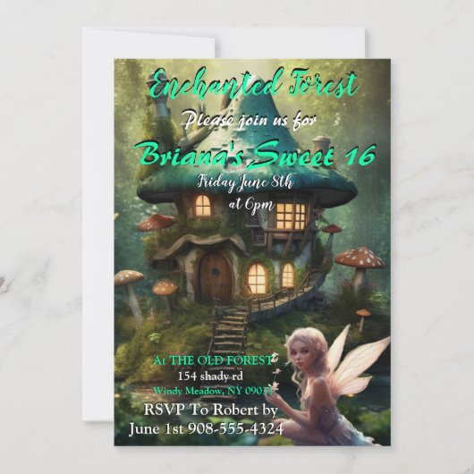 Fée de forêt enchantée Sweet 16 Invitations (Devant)