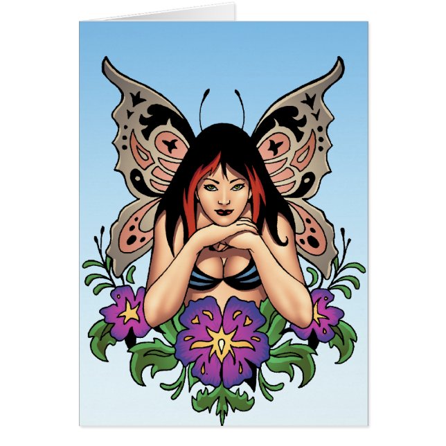 Fée de Goth avec les fleurs, ailes de papillon par (Devant)
