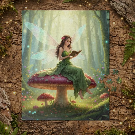 Fée de la journée enchantée lisant un livre Puzzle
