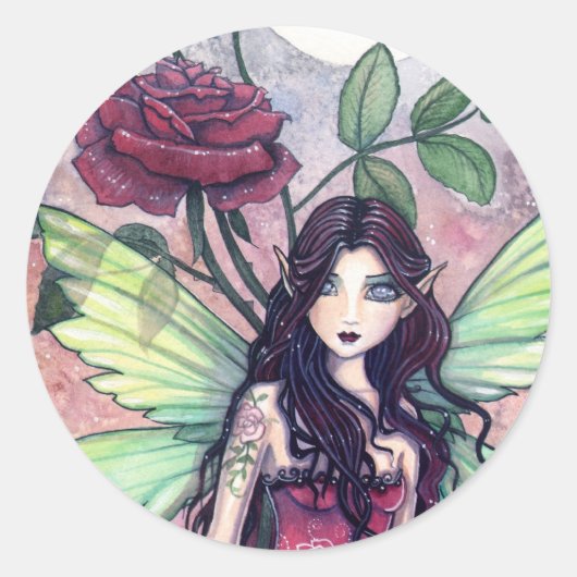 Fée de la rose nocturne Autocollant par Molly Harr (Devant)