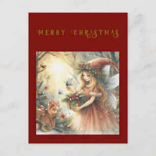 Fée de Noël dans la forêt Carte de vœux de fêtes