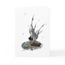 Fée de pluie avec grenouille Carte d'anniversaire