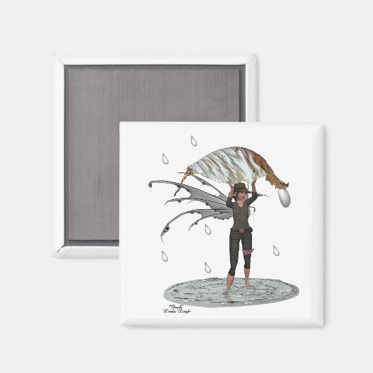 Fée De Pluie Garçon Avec Aimant Feuille (Recto/Verso)