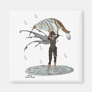 Fée De Pluie Garçon Avec Aimant Feuille