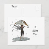 Fée De Pluie Garçon Avec Carte Postale Feuille (Devant / Derrière)