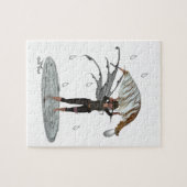 Fée De Pluie Garçon Avec Puzzle De Feuille (Horizontal)