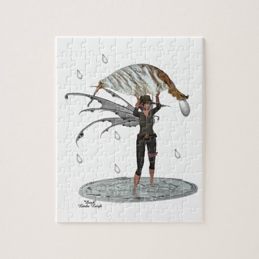 Fée De Pluie Garçon Avec Puzzle De Feuille (Vertical)