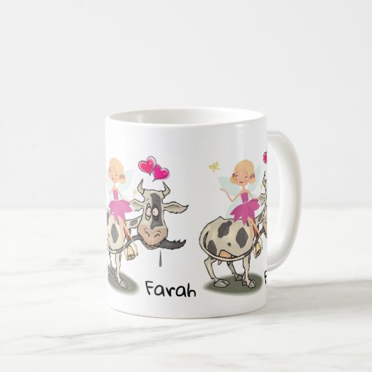 Fée de vache Floral Coeurs roses Mug (Devant droit)