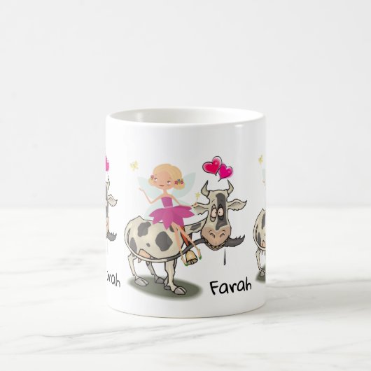 Fée de vache Floral Coeurs roses Mug (Centre)