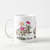 Fée de vache Floral Coeurs roses Mug (Gauche)