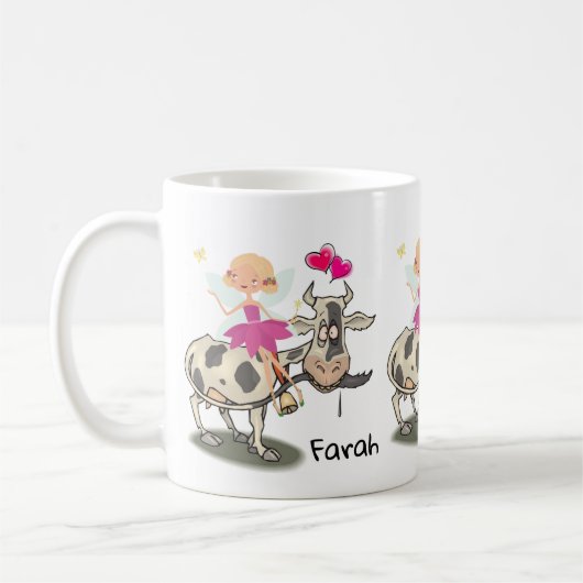 Fée de vache Floral Coeurs roses Mug (Gauche)