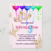 Fée d'or Tiara Invitation fête d'anniversaire (Devant / Derrière)