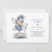 Fée Douce Bleue Fille 6ème Anniversaire Invitation (Devant)
