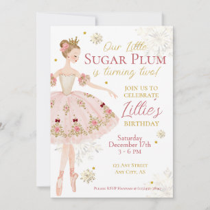 Fée Dragée Ballerine Invitation d'anniversaire