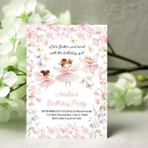 Fee en Bloemen Verjaardag Meisjes Elke Leeftijd Kaart
