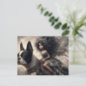 Fee en Boston Terrier Briefkaart (Staand voorkant)