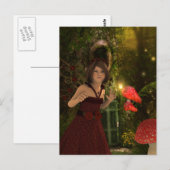 Fée en rouge carte postale (Devant / Derrière)