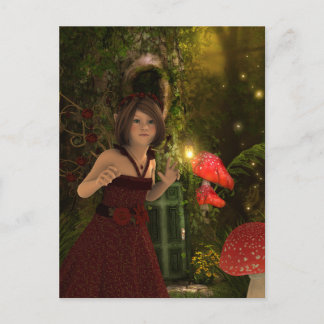 Fée en rouge carte postale
