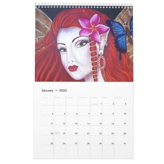 Fée et calendrier d'art d'imaginaire (Jan 2026)
