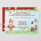 Fée et Gnome Fête en Forêt | INVITATION (Devant / Derrière)
