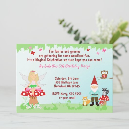 Fée et Gnome Fête en Forêt | INVITATION (Debout devant)
