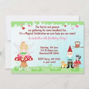Fée et Gnome Fête en Forêt   INVITATION