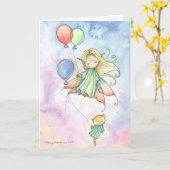 Fée et Kitty avec la carte d'anniversaire de (Fleur jaune)