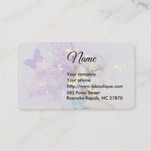 Fée et papillons 2 Cartes de visite (Devant)