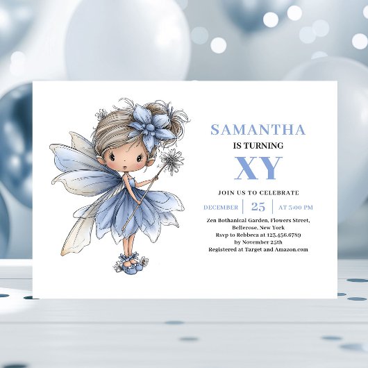 Fée Fantastique Bleue Invitation Pastel pour 2ème