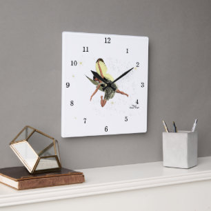 Fée Fée Avec Ailes Jaunes Horloge murale