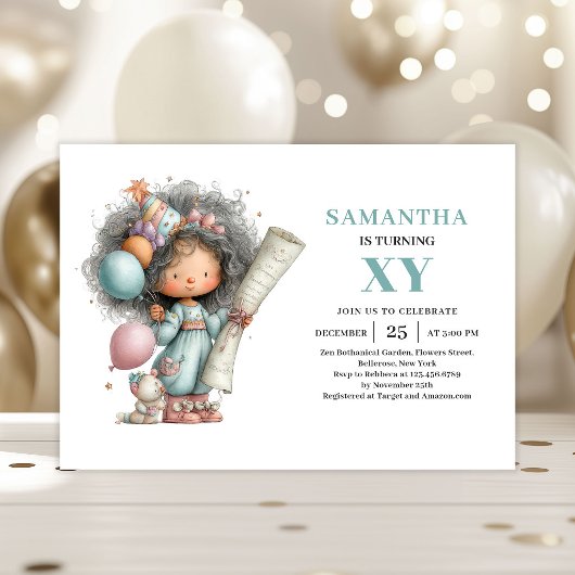 Fée Fille 8e Anniversaire Douce Invitation Fantais
