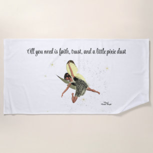 Fée Fille Avec Ailes Jaunes Serviette De Plage