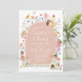 Fée Fleur sauvage rose modifiable Invitation Anniv (Debout devant)