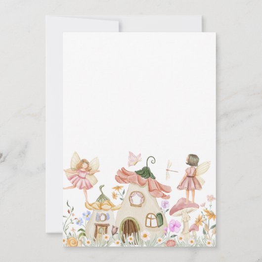 Fée Fleur sauvage rose modifiable Invitation Anniv (Dos)