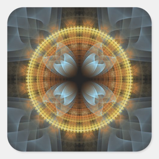  fee fractaal patroon mandala vierkante sticker (Voorkant)