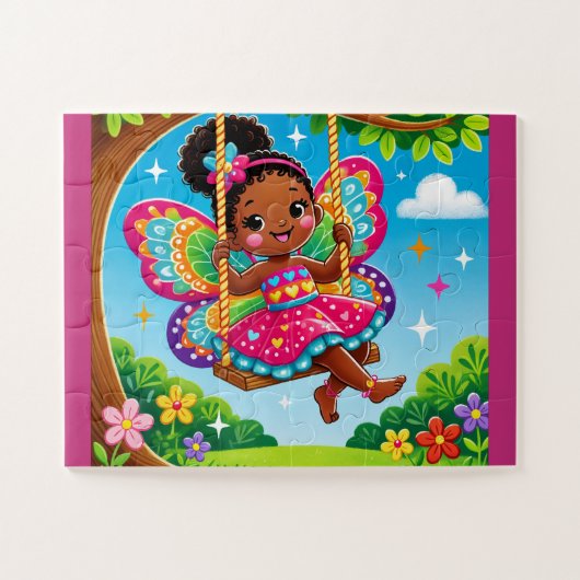 "FÉE HEUREUSE sur une BALANÇOIRE" PUZZLE (Horizontal)