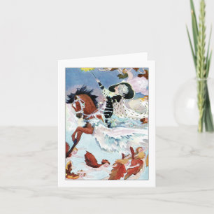 Fée hivernale vintage avec anges carte de vœux de