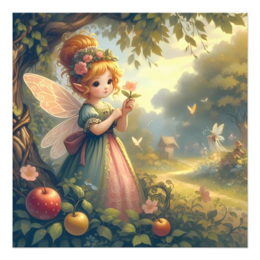 Fee in de tuin foto afdruk (Voorkant)