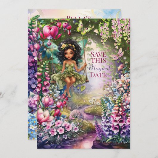 Fée magique Enregistrer Date Fête Invitation (Devant / Derrière)