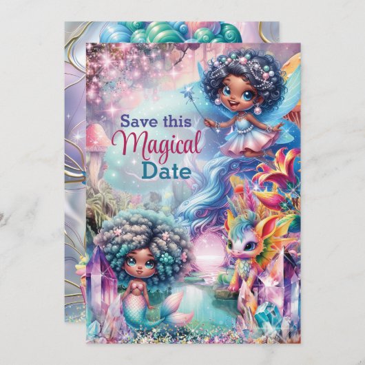 Fée magique Enregistrer les cartes de dates (Devant / Derrière)