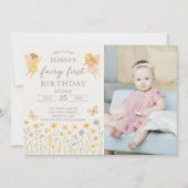 Fée magique Premier anniversaire Invitation avec p (Devant)