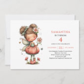 Fée merveilleuse fille invitation d'anniversaire f (Devant)