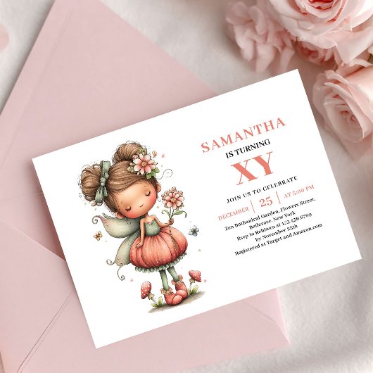 Fée merveilleuse fille invitation d'anniversaire f
