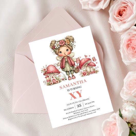 Fée Mignonne 2e Anniversaire Invitation Fleurie Ro