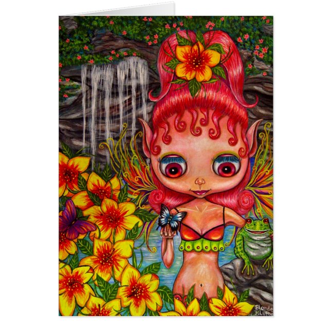 Fée mignonne dans un paradis tropical avec cascade (Devant)