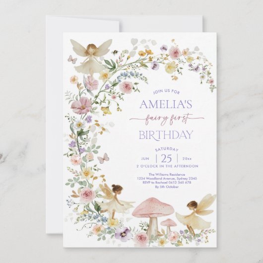 Fée modifiable Invitation premier anniversaire, So (Devant)