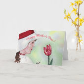 FEE MOEDERDAG RODE TULP KAART (Gele Bloem)